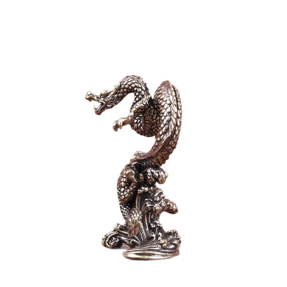 Huffa Brass Flying Dragon Zodiac Ornament Tea Pet Figurine Desk Copper Statue