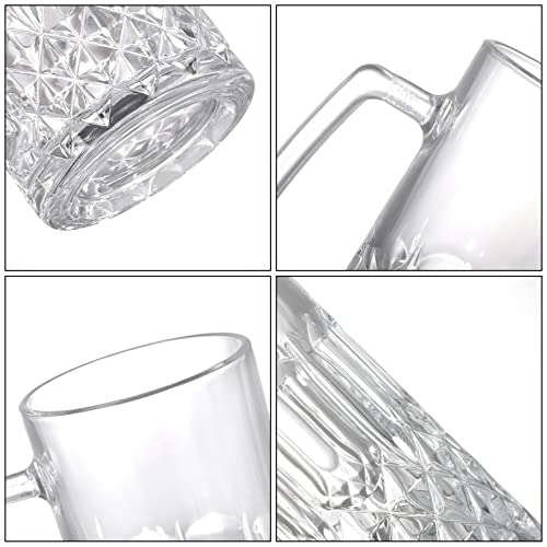 Frcctre 6 Pack 16 Oz Glass Beer Mug, Large Beer Glasses Steins With Handle And Stainless Steel Straws, Crystal Lead-Free Drinking Glasses Water Cups For Beer, Juice, Beverage, Bar #TOP2