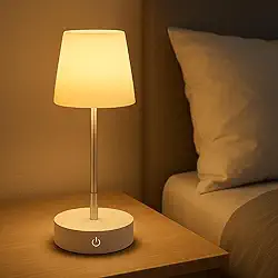 Luminária de Mesa LED Recarregável Touch USB | Abajur Moderno Sem Fio com 3 Níveis de Iluminação - Design Elegante, Luz Quente e Base Antiderrapante