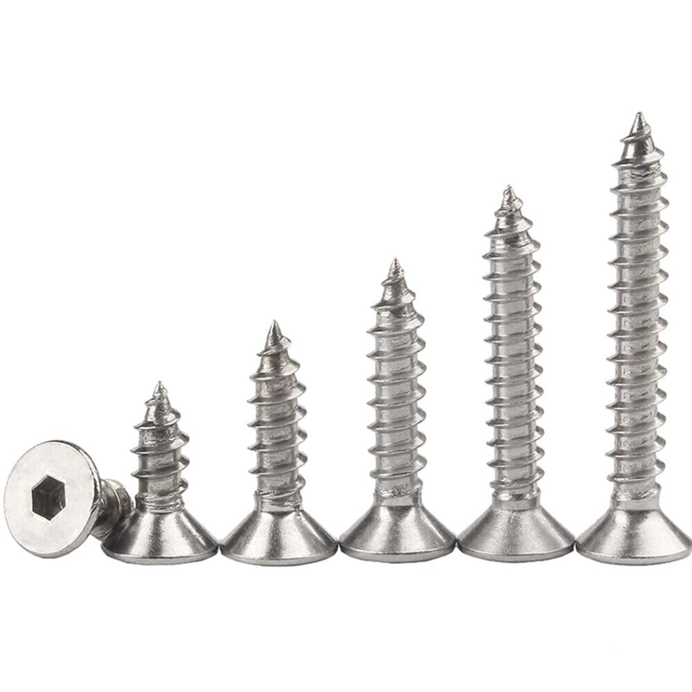 Hex Socket Countersunk Flat Head Self Tapping Screws 304 Stainless Steel M2-M6 (M2.6 x 16mm,500)
