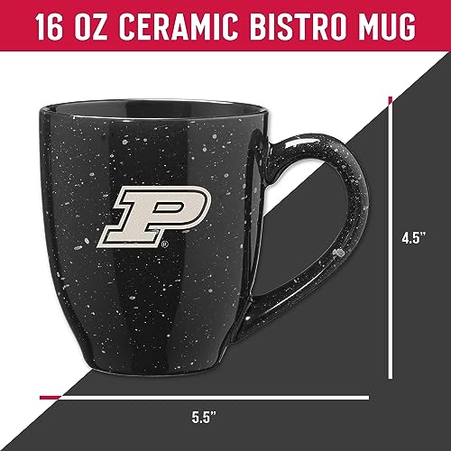Image of Rico Industries NCAA Purdue Boilermakers Black Personalized 16 oz Team Color Laser Engraved Speckled Ceramic Coffee Mug