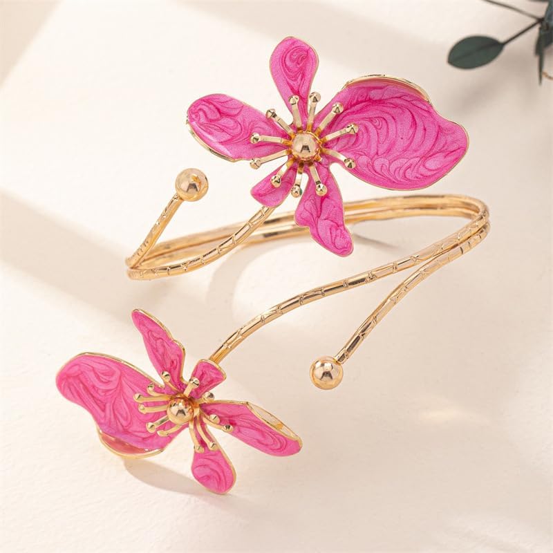 Upper Arm Bracelet Band Cuff Bangle for Women Multi-layered Cross Arm Cuffs Coil Bracelet Butterfly Flower Gold Armband Dainty Adjustable Boho Jewelry Birthday Gift - Image 2
