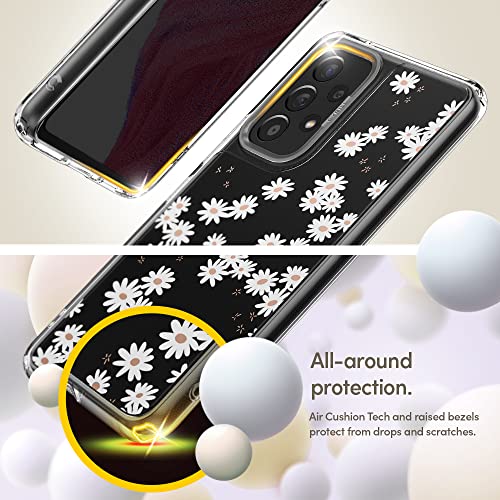 Image of Spigen Cyrill Cecile | Samsung Galaxy A53 5G Case | Transparent Flower Pattern Print Design Galaxy A53 5G Back Cover | TPU+Poly Carbonate - White Daisy