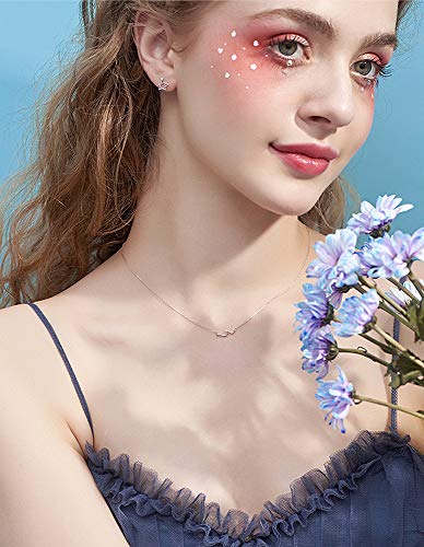 Dtja Ocean Wave Necklace for Women 925 Sterling Silver 18K White Gold Plated Minimalist Line Pendant Choker Necklace Adjustable Chain 18" Sea Beach Summer Jewelry for Surfer Lover2