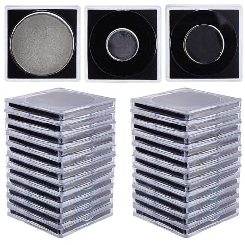 Set 40 cápsulas transparentes para monedas con gomas negras miniatura 1