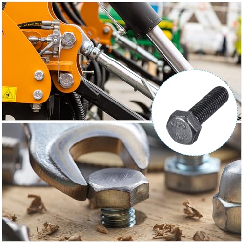 Image of METALLIXITY Hex Bolts (M8-1.25x25mm) 20Pcs, 12.9 Grade Carbon Steel Fully Threaded Black Oxide, Coarse Thread UNC Hex Head Screw Bolt - for Mechanical Repair