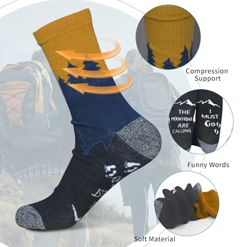 Image of ANOTION Funny Hiking Socks for Men & Women - Moisture Wicking Lightweight Compression Socks,Women Hiking Socks Summer