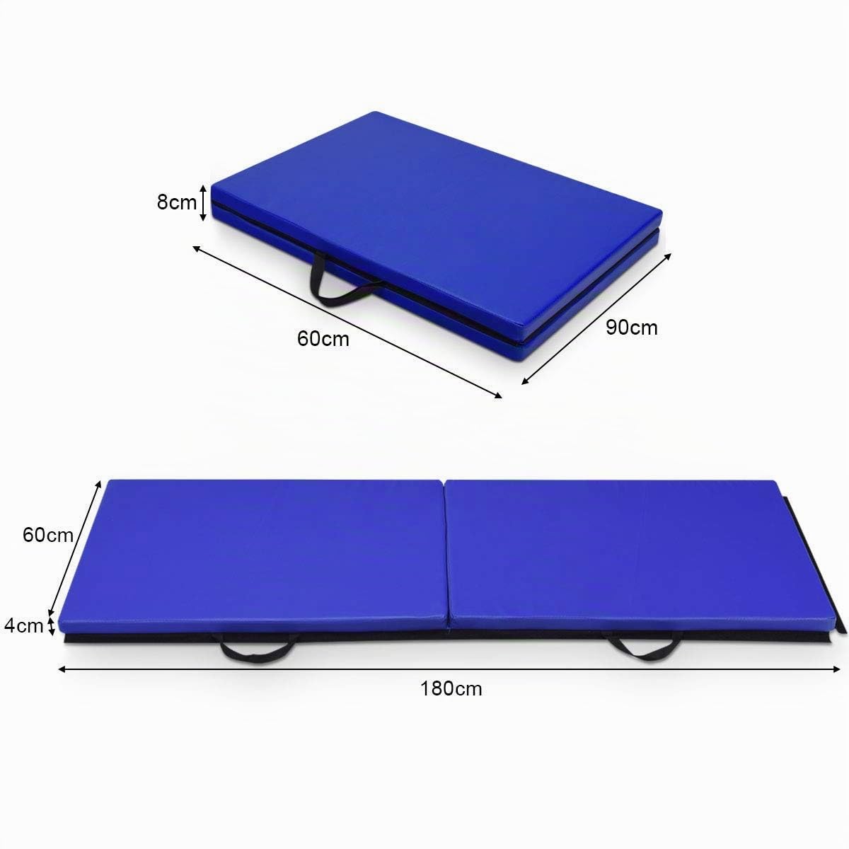COSTWAY Colchoneta de Gimnasia Deportiva Plegable 180x60x4cm Tapete de Yoga Entrenamiento Alfombrillas de Fitness