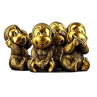 Buddha Statue Pure Copper Monkey Statue Home Feng Shui Decoration Cute Four Monkey Sculpture Zodiac Mascot Buddha Garden (Size : Large)