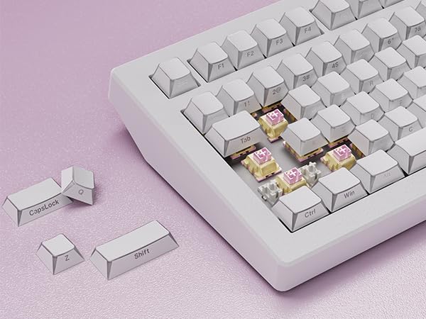 Image of ZORNHER CG870 Wireless Mechanical Keyboard,80% White Gaming Keyboard, Creamy Keyboard,Shine Though Double Shot Keycaps,Creamy Sounding Linear Switches,Hot-Swappable