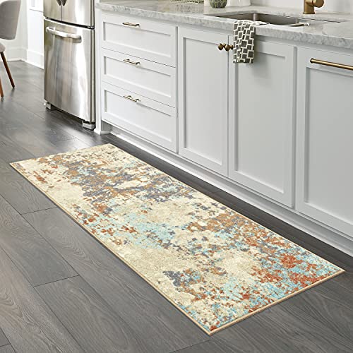 Maples Rugs Southwestern Stone Distressed Abstract Non Slip Runner Rug For Hallway Entry Way Floor Carpet [Made In Usa], 2 X 6, Multi #TOP6