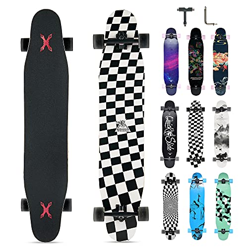 Opurtdor Longboard Adulte Skateboard Complètes,117x23 cm,Planche de Skate avec Roues LED Clignotantes,8 Couches de Bois D'érable Pont,Longboard Dancing...