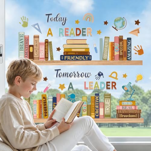 MagiMural Boho Book Window Clings Double Sided Classroom Decor 9 Sheets
