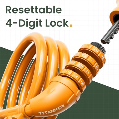 Image of Titanker Bike Lock, Bicycle Lock 4 Feet Cable Lock 1 /2 Inch Resettable Bike Lock Combination with Mounting Bracket, Bike Accessories for Bicycle, Electric Scooter, Motorcycle