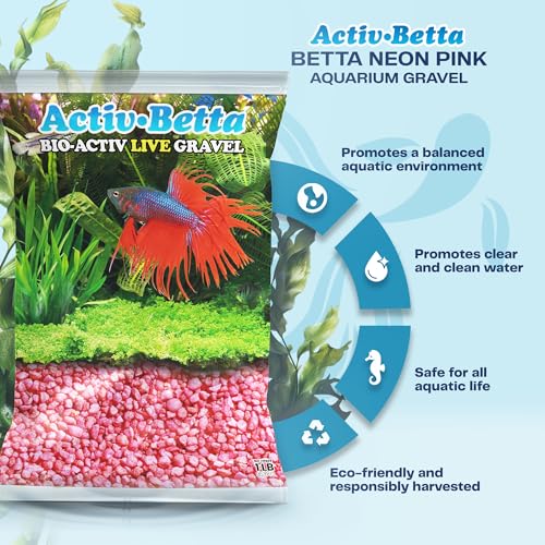 Image of Activ Betta Neon Pink Aquarium Gravel - 1 lb - Natural Freshwater Substrate with Live Beneficial Elements - Instant Cycling, Easy Maintenance