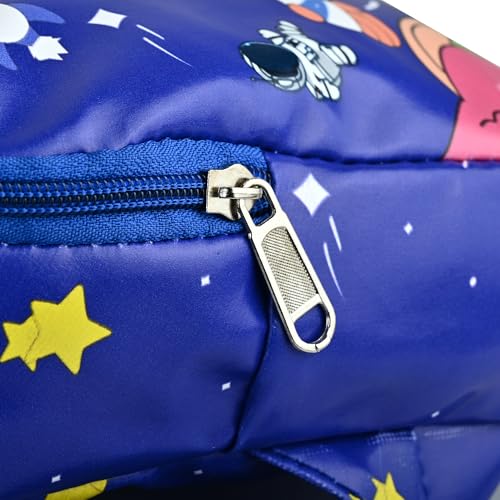 Image of Kids Space Theme Crossbody Chest Sling Bag, Navy Blue with Astronaut Print, Adjustable Strap, 17x13x6.5 cm, Perfect for School and Picnics