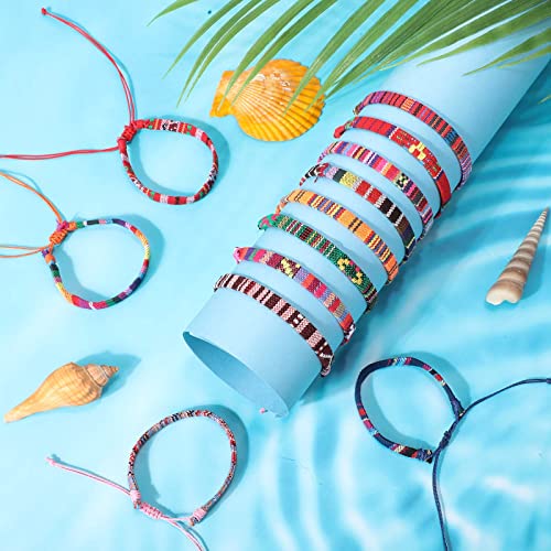 Yinkin 50 Pcs Handmade Boho Surfer Bracelets - Colorful Adjustable Beach Anklets for Men and Women - Waterproof Braided Jewelry for Summer Festivals - Image 6