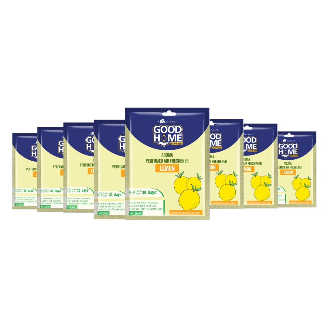 Good Home Air Freshener Aroma|Long Lasting Premium Fragrance Booster |Skin Friendly for Home/Office/Bathrom (Lemon,Pack of 8, 10g x 8)-image-8