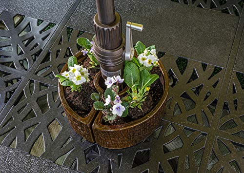 Alfresco Home Cobblestone Umbrella Planter, Terra Brown #TOP3
