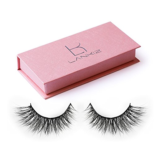 LANKIZ 3D Mink False Eyelashes, Hande-made Wispy Eyelashes Strip Lashes, Crisscross Fake Eyelashes for Women Natural Look with Package Case.