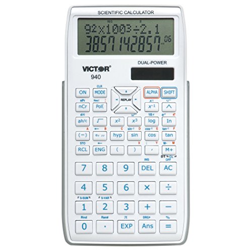 Victor 940 10-Digit Advanced Scientific Calculator With 2 Line Display, Battery And Solar Hybrid Powered Lcd Display, Great For Students And Professionals, White #TOP1