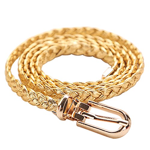 Floralby Braided Women PU Leather Waist Belt Skinny Thin All-Match Waistband