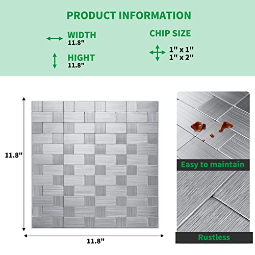 Lk 10Pcs Premium Self-Adhesive Metal Tiles - Peel And Stick Backsplash Tiles For Kitchen, 12"X12", Silver #TOP4