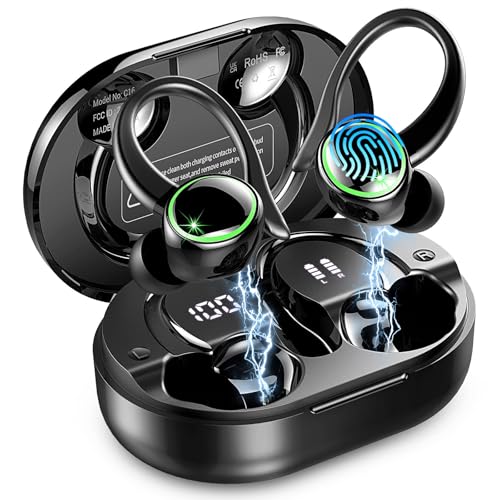 2026 Kopfhörer Kabellos Bluetooth 5.4, Bluetooth Kopfhörer Sport 6D Bass, 56 std Spielzeit In-Ear Kopfhörer, 4 ENC Noise Cancelling Mic, IP7 Wasserdicht Ohrhörer LED-Anzeige für Arbeit/Studium, USB-C