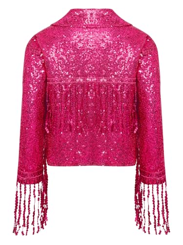 Hularka Kids Girls Sequins Jacket Jazz Disco Dance Coat Long Sleeve Open Front Cardigan Tops Performance Party Outwear4