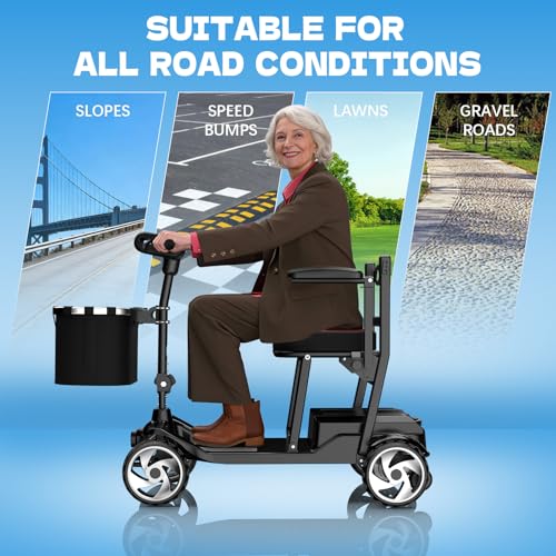Image of Mobility Scooters for Seniors,49 Lbs Mobility Scooter,Upgraded Removable Battery,300 Lbs Weight Capacity,Quick Fold Design, Portable and Lightweight,Ideal for Travel