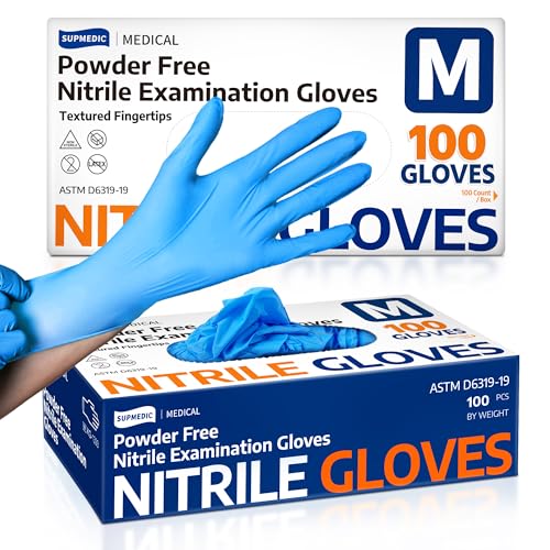 medical soft max nitrile exam gloves 100 count latex-free powder-free non-sterile food safe disposable glove blue