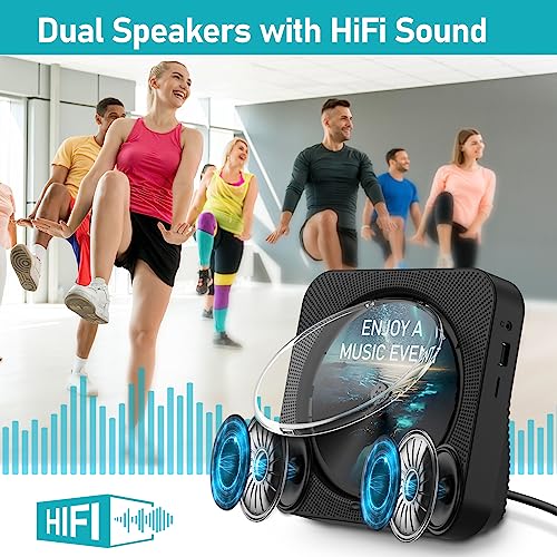 Image of MICOCIOUS Bluetooth Desktop CD Player With Speakers for Home, LED Display, FM Radio, Timer, RC - Supports Headphone /USB /TF /AUX Playback