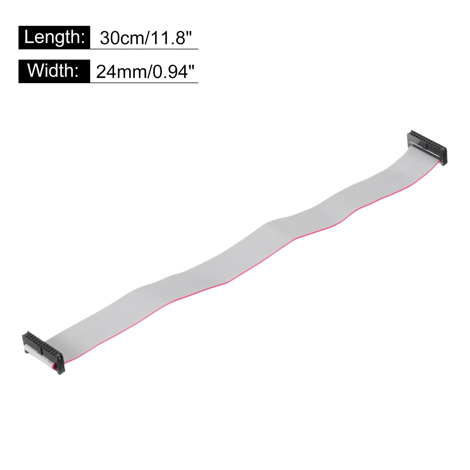 QUARKZMAN IDC 24-pinowy kabel taśmowy, 2,0 mm Pitch FC na wtyczkę FC, długość 30 cm, szary drut Jumper do komputera LED wyświetlacz DVD, 2 sztuki