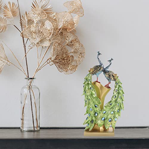 Estatua decorativa de pavo real de resina para escritorio miniatura 3