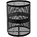 Global Industrial 32 Gallon Outdoor Perforated Steel Round Trash Can with Rain Bonnet Lid, Plastic Liner and Anchor Kit Included, 23-1/2