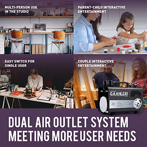 Gaahleri DUAL DRIVE SERIES GT-918 Airbrush Painting Kit With Compressor Air Tank 1L Dual Air Outlet System Advanced Air Brush Guide Manual Cake Decorating thumb #5