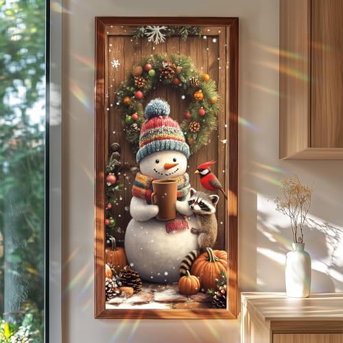 Vinilo Decorativo para Ventana Navideño con Muñeco de Nieve miniatura 1