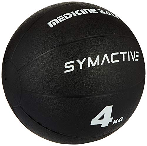 Image of AmazonBasics 13mm Extra Thick Yoga and Exercise Mat with Carrying Strap, Steel and Amazon Brand - Symactive Medicine Ball, 4kg Combo