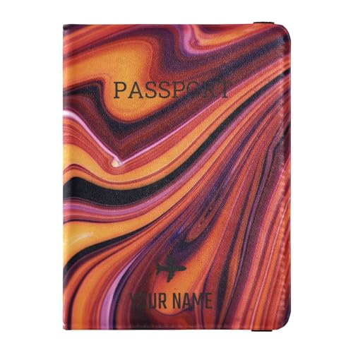 custom PU Leather Passport Holder Covers Case Personalized Lightweight Card Case per Women and Men Cute Book Travel Colorful Wave