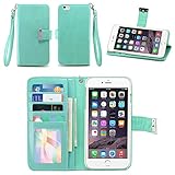 iPhone 6S Plus Case / iPhone 6 Plus Case, IZENGATE [Classic Series] Wallet Case Premium PU Leather Flip Cover Folio with Stand for Apple iPhone 6 Plus / Apple iPhone 6S Plus (Mint)