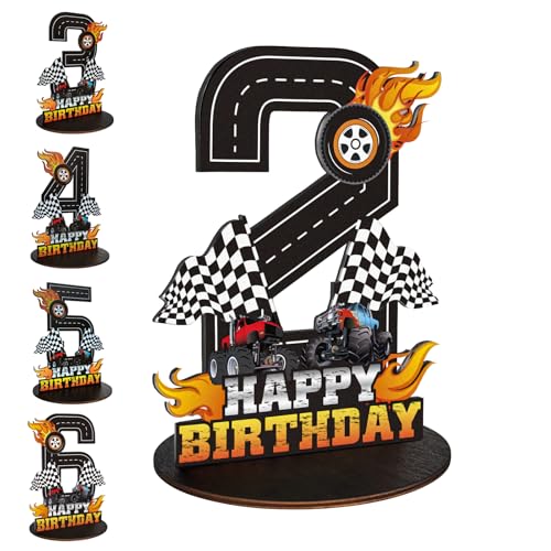 Image of Truck Birthday Number Sign Centerpiece, Truck Wooden Decoration Photo Props for Truck Birthday Decorations (2nd)