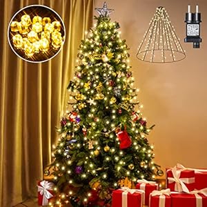 Weihnachtsbeleuchtung für Christbaum, GlobaLink 2m 400 LEDs 10 Stränge Christbaumbeleuchtung mit Ring LED Lichterkette Weihnachtsbaum Lichtervorhang Baumvorhang für 1,5m -2,2m Tannenbaum Warmweiß