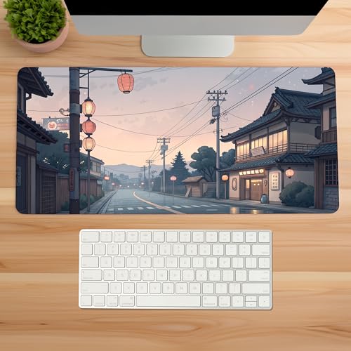 Image of Nostalgic Street Premium Desk Mat | Anti-Skid | Anti-Slip | 60 x 28 cm | Laptop Mat for Work from Home /Office /Gaming- Extended Mouse pad and Keyboard Desk mat