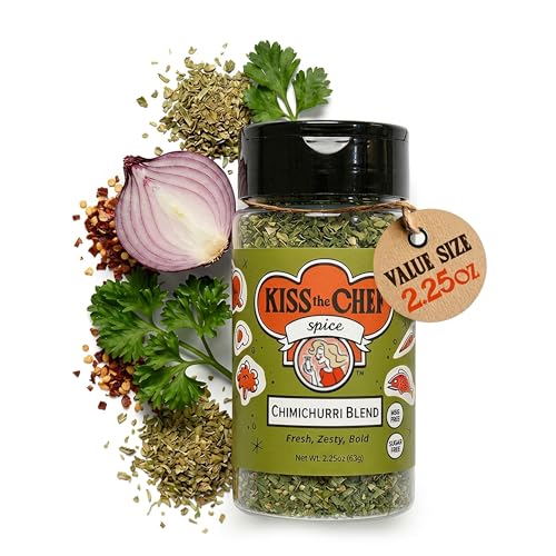 Kiss The Chef Chimichurri Blend 2.25 Oz – Authentic Argentinian Chimichurri Sauce Mix & Dry Seasoning – Herb & Garlic Spice Blend – Gluten Free, No Seed Oil, No Msg – For Steak, Chicken, Vegetables