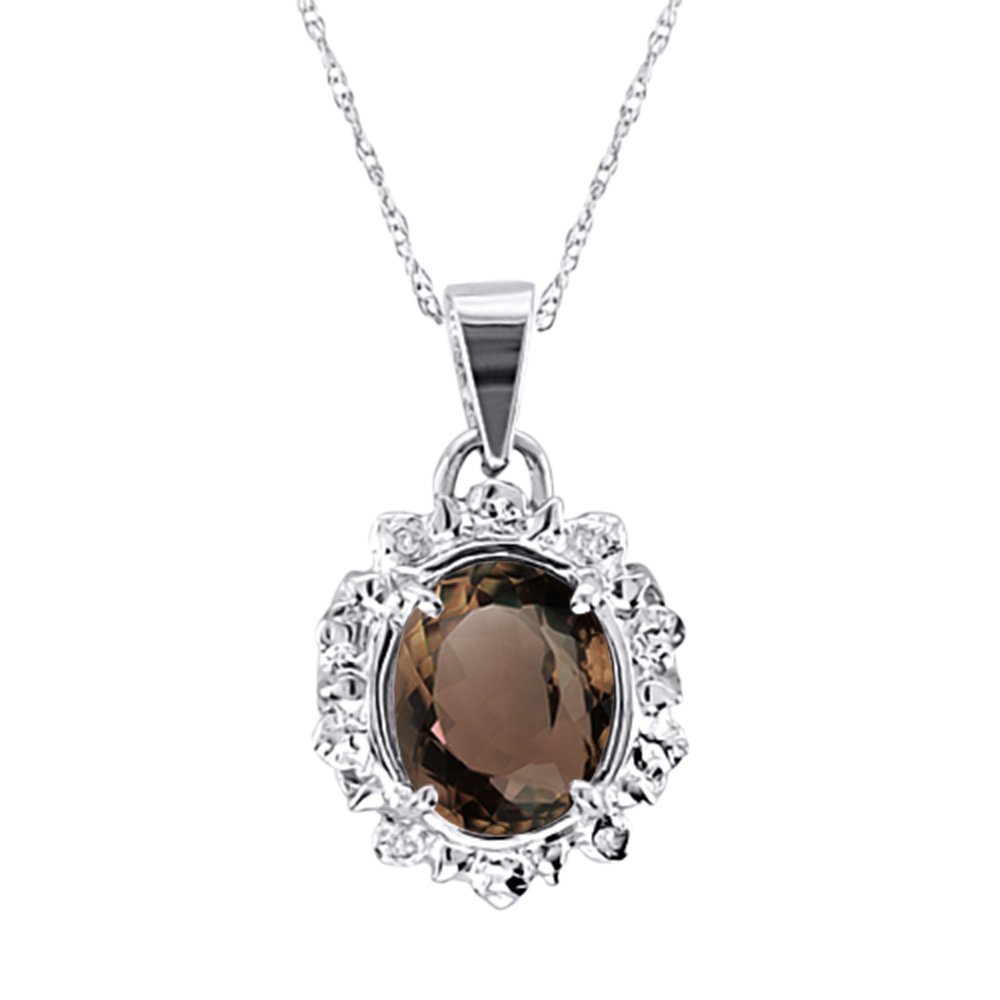 Peridot & Diamant Anhänger Halskette Sterling Silber, Peridot