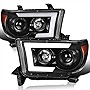 Spec-D Tuning Black LED Sequential Signal Projector Headlights Compatible with 2007-2013 Toyota Tundra, 2008-2017 Toyota Sequoia, Left + Right Pair Headlamps Assembly