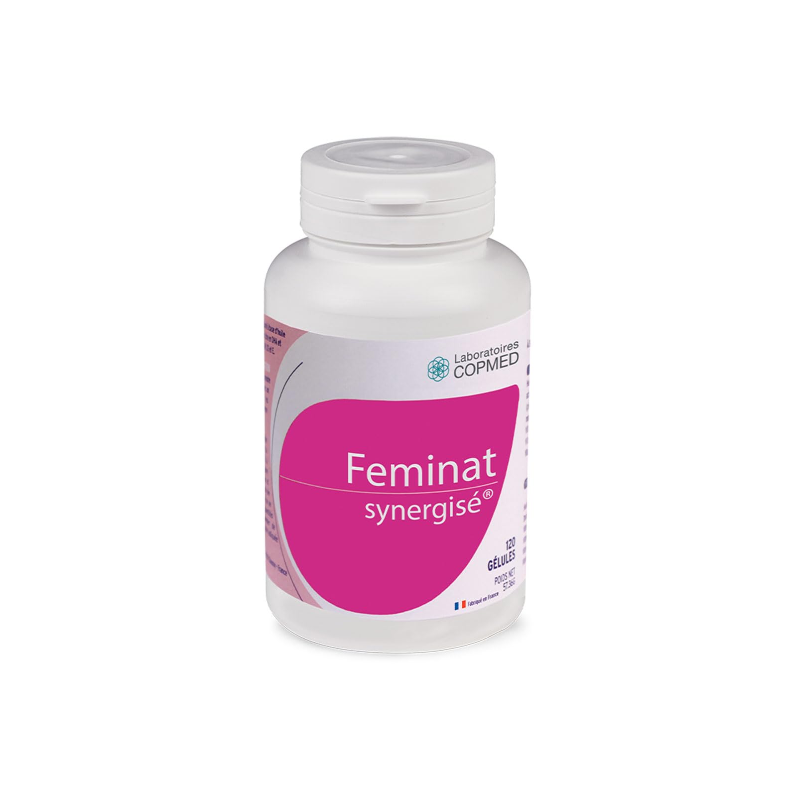 LABORATOIRES COPMED - Féminat Synergisé® - Complément alimentaire Grossesse - Confort féminin 100% Naturel - Acide Folique - Marque Française - 120 Gélules Végétales (Pilulier en Bioplastique Végétal)