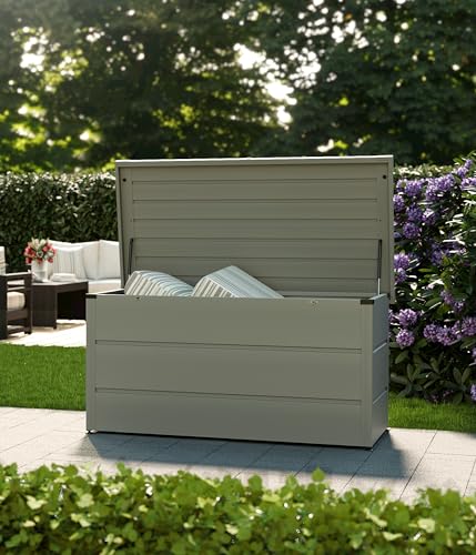 Hörmann Juno Modern 4800307 - Caja de jardín (modelo 1320, Ral 9007, tamaño 136 x 67,5 x 72,5 cm, color gris claro)