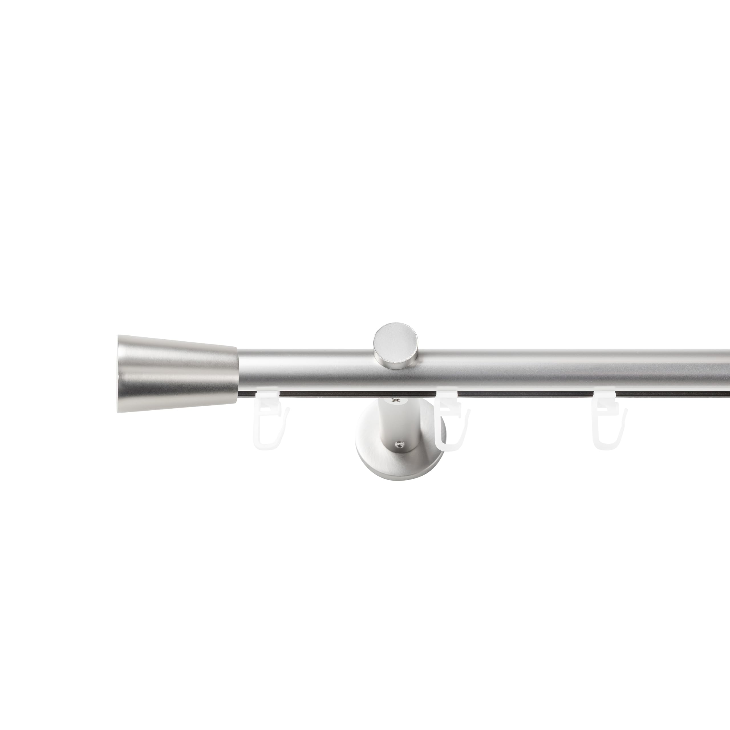 SN Deco Gardinenstange Innenlauf Nizza, 19 mm, 1-läufig, Stahl, Komplett-Set mit Ringen, Profilträger, 360 cm, chrom matt