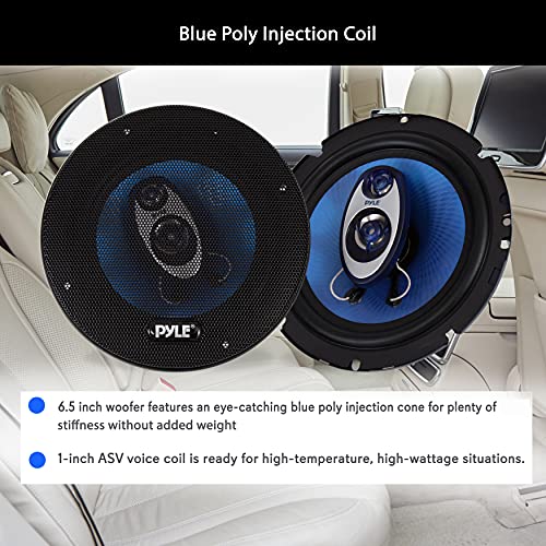 Pyle PL63BL 6.5 Inch Three-Way Sound Speaker System-180 W Rms/360W Power Handling W/4 Ohm Impedance And 3/4'' Piezo Tweeter For Car Component Stereo,Round Shaped Pro Full Range Triaxial Loud Audio -Pl63Bl,Blue thumb #2